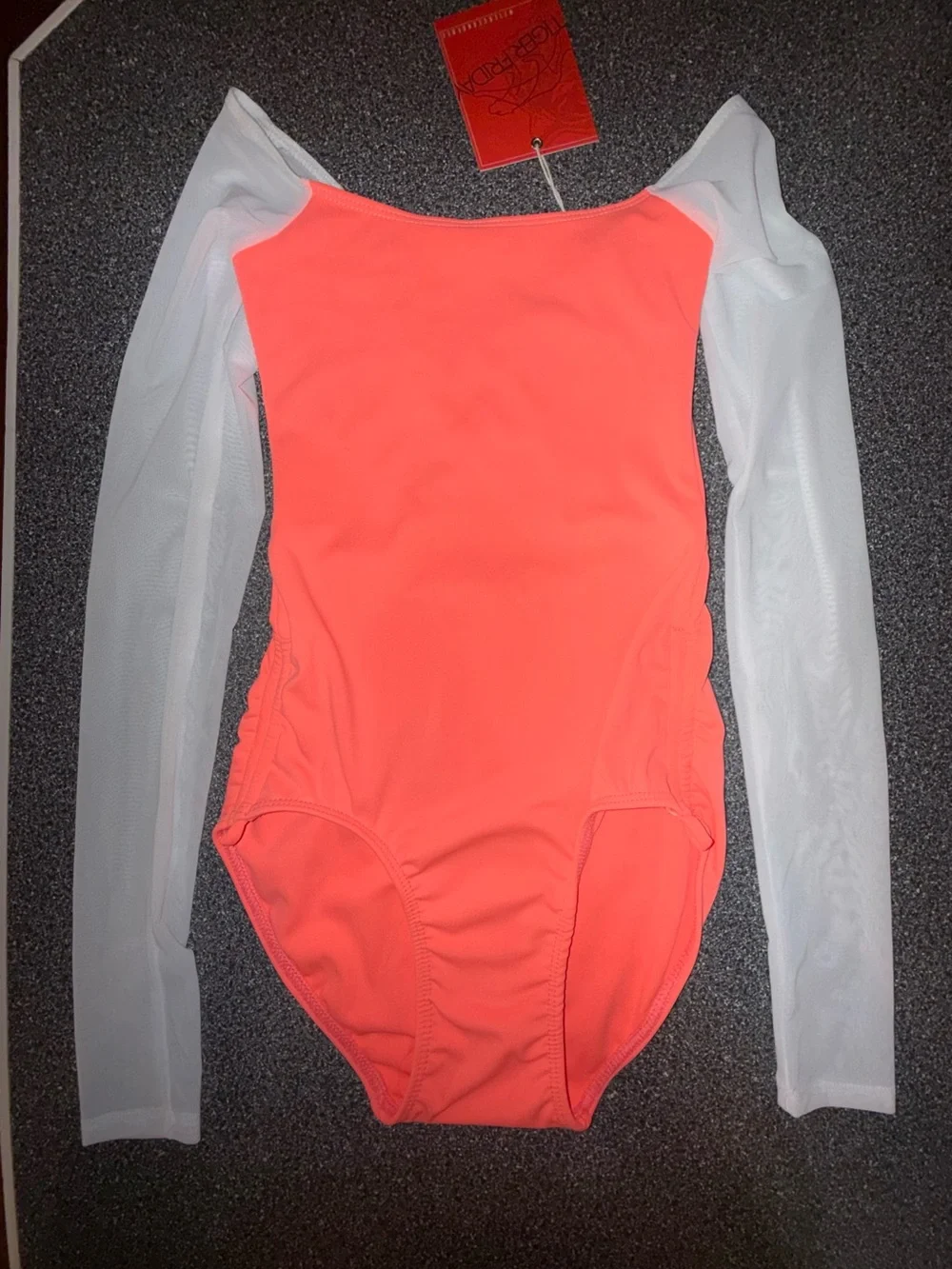 Tiger Friday NWT! Neon Leotard w/White Sheer Sleeves Size Adult X-Small